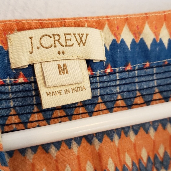 J.Crew Factory Cotton Boho Print Embroidered Top M - Picture 4 of 5